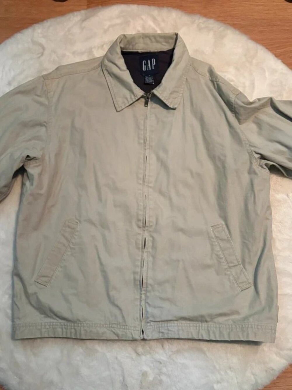 Men's Lightweight Beige Zipper Jacket, Size M